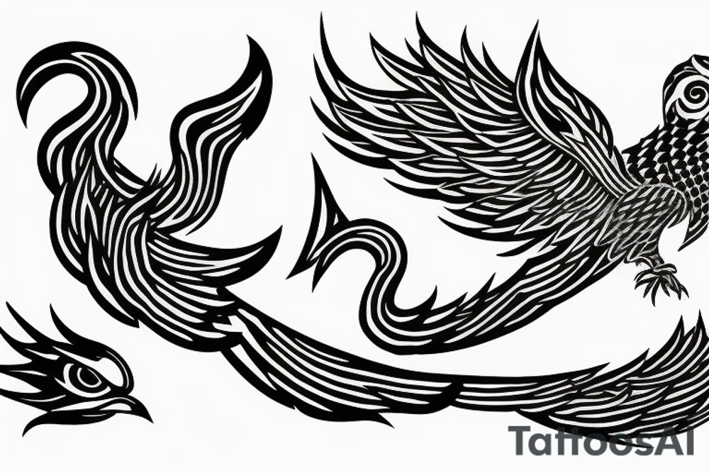 feather phoenix ash snake fire tattoo idea