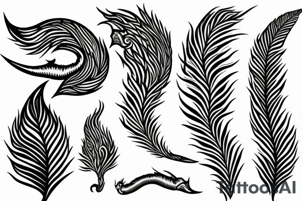 feather phoenix ash snake fire tattoo idea