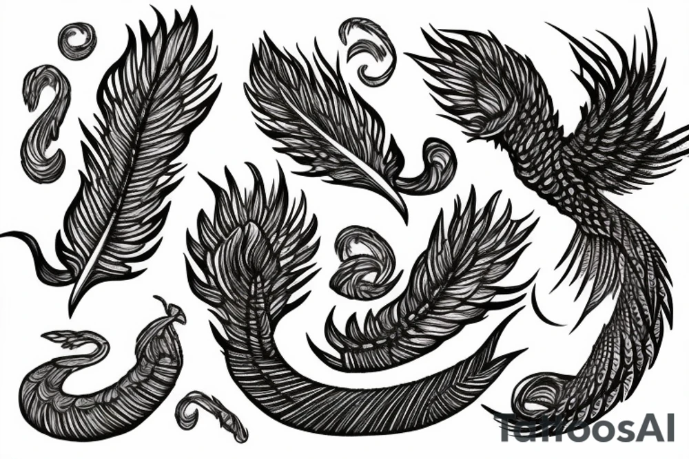 feather phoenix ash snake fire tattoo idea