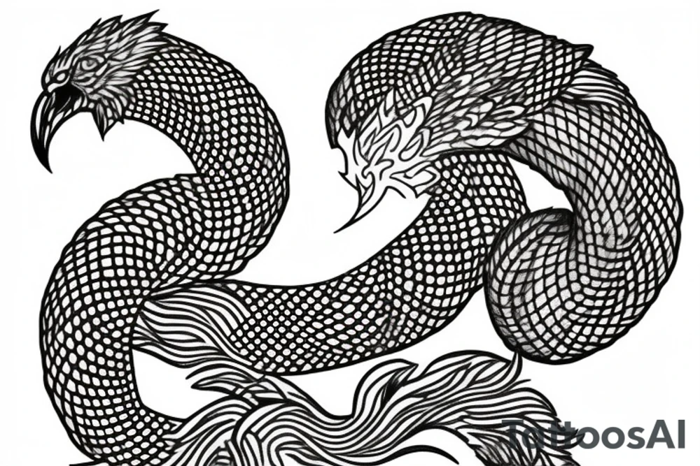feather phoenix ash snake fire tattoo idea