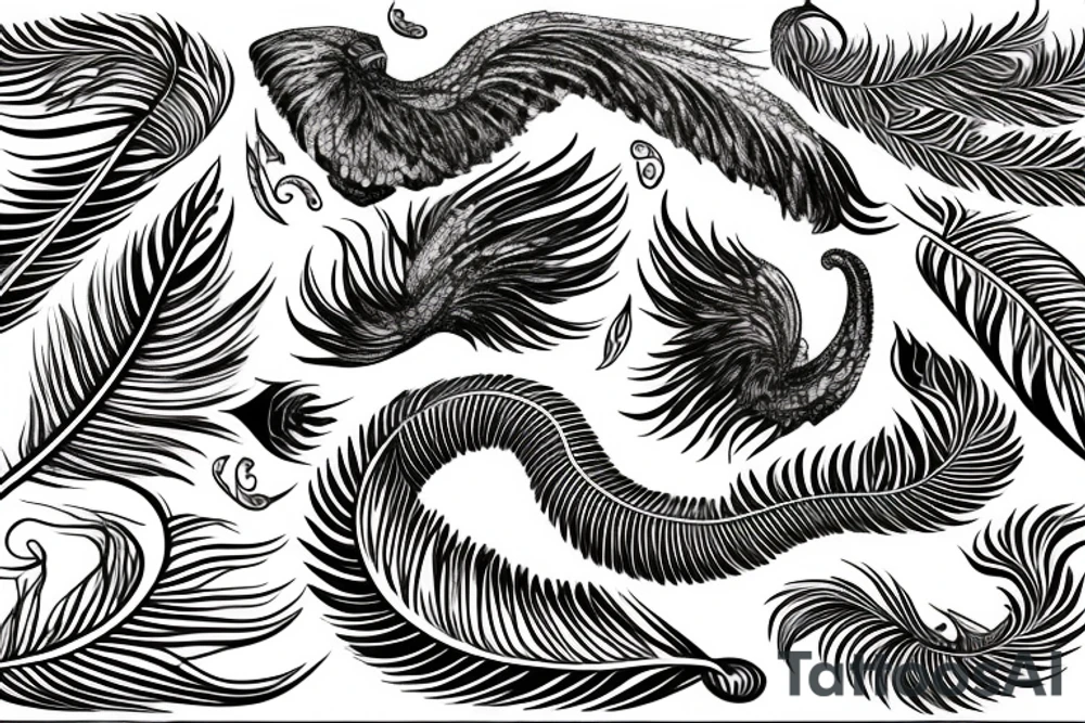 feather phoenix ash snake fire tattoo idea