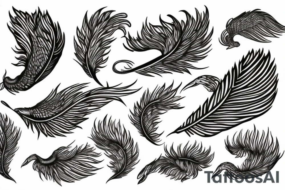 feather phoenix ash snake fire tattoo idea