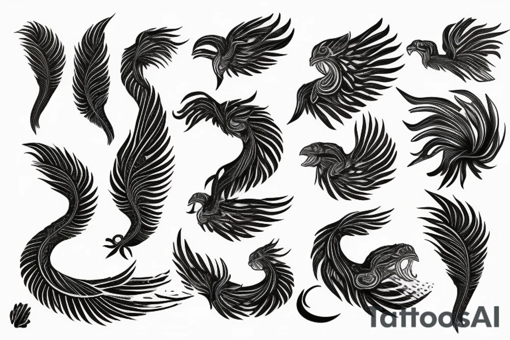 feather phoenix ash snake fire tattoo idea