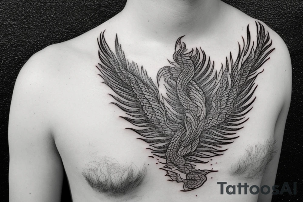 feather phoenix ash snake fire tattoo idea