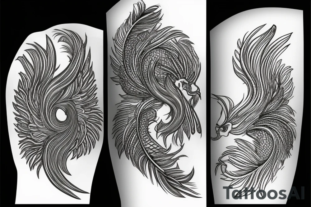feather phoenix ash snake fire tattoo idea
