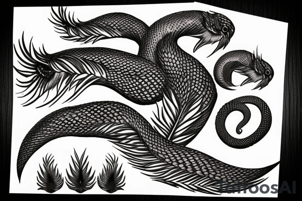feather phoenix ash snake fire tattoo idea