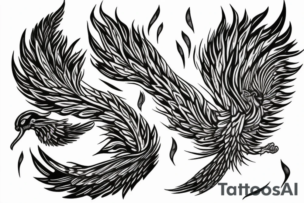feather phoenix ash snake fire tattoo idea
