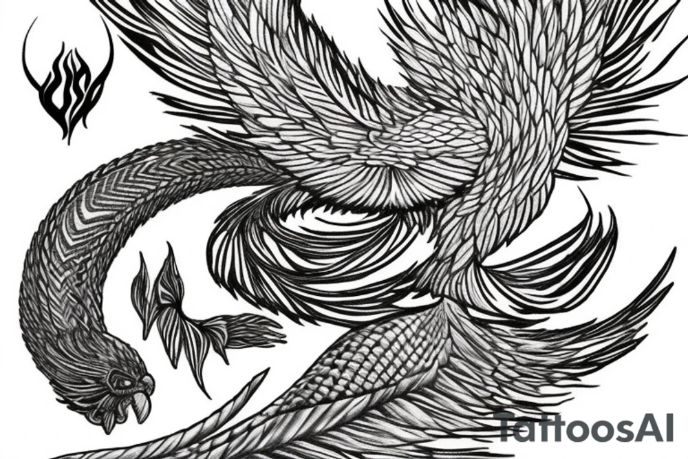 feather phoenix ash snake fire tattoo idea