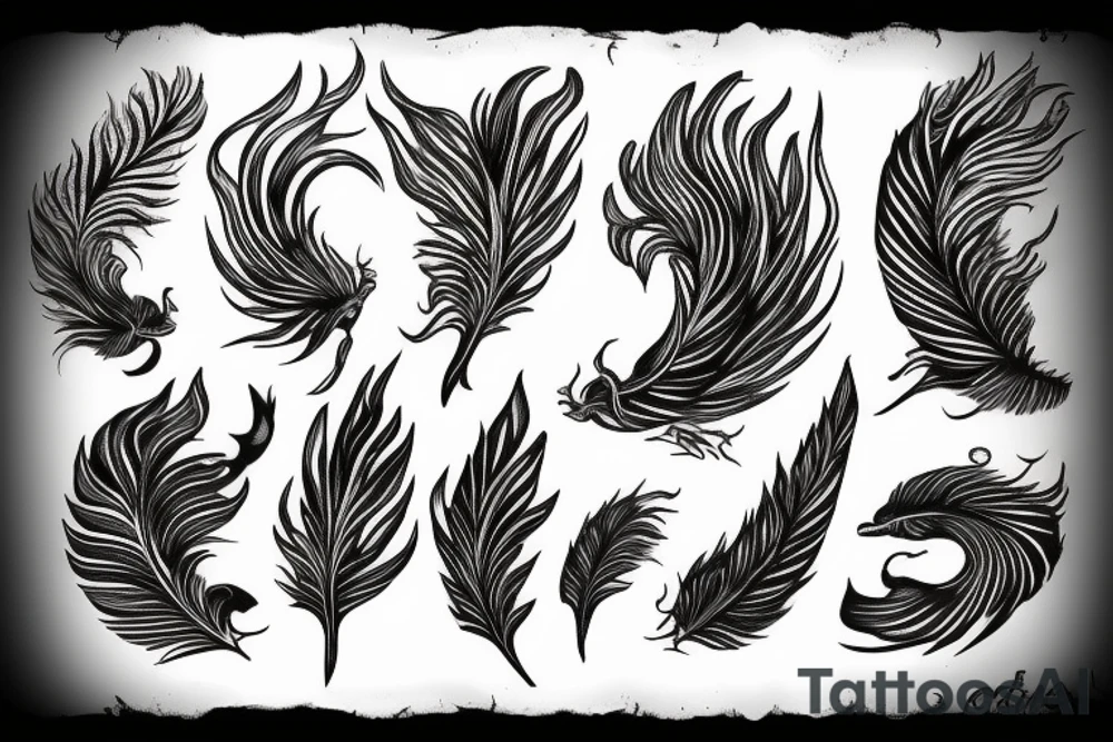 feather phoenix ash snake fire tattoo idea