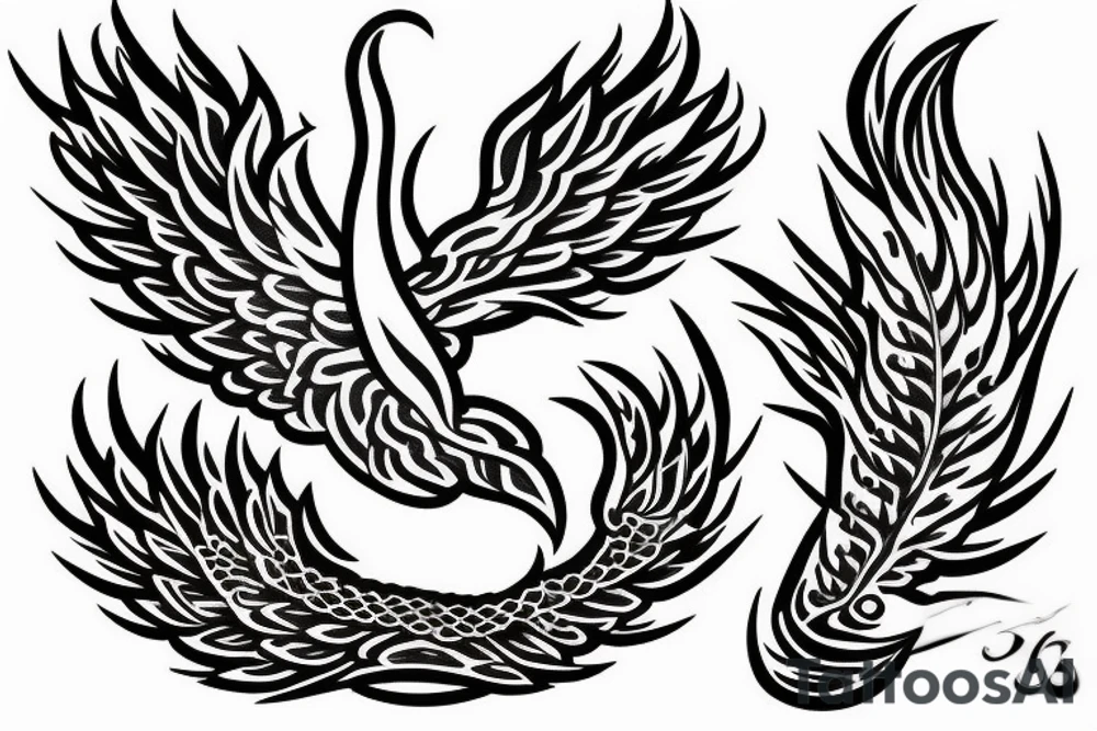 feather phoenix ash snake fire tattoo idea