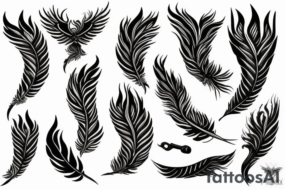 feather phoenix ash snake fire tattoo idea
