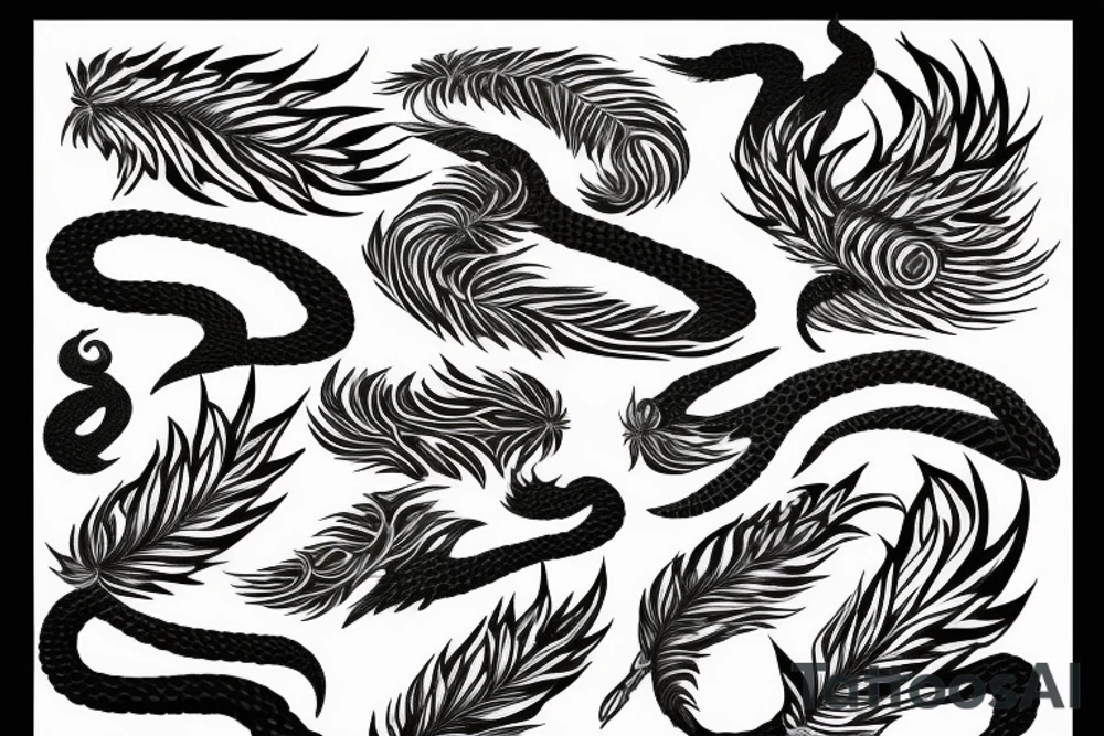 feather phoenix ash snake fire tattoo idea