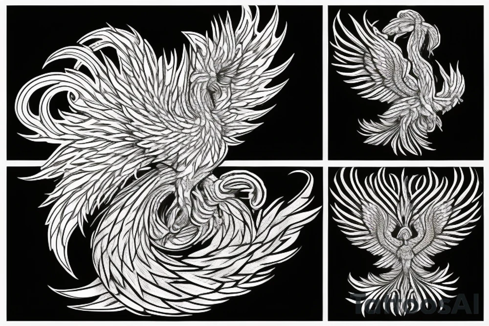feather phoenix ash snake fire tattoo idea