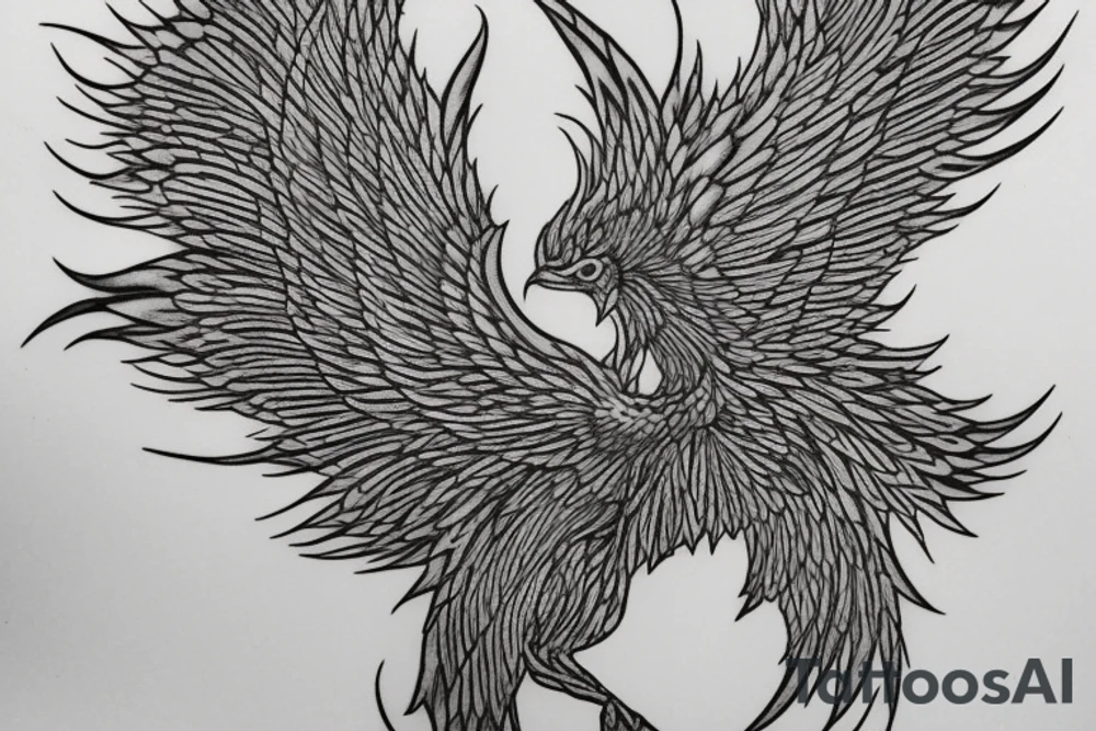 feather phoenix ash snake fire tattoo idea