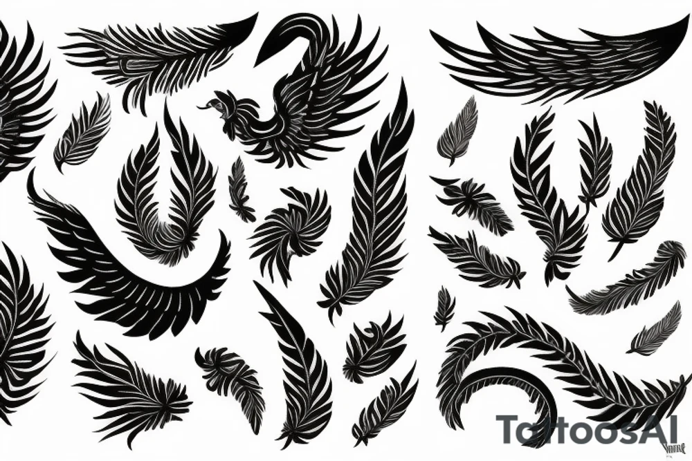 feather phoenix ash snake fire tattoo idea