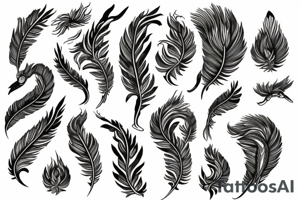 feather phoenix ash snake fire tattoo idea