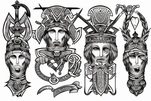 Two Greek warrior standing back to back tattoo idea