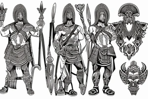 Two Greek warrior standing back to back tattoo idea