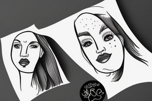 Half face girl and half face dog tattoo idea