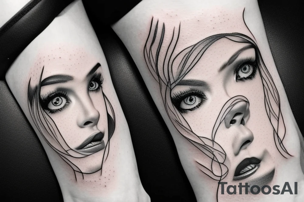 Blinde girl with half dog face tattoo idea