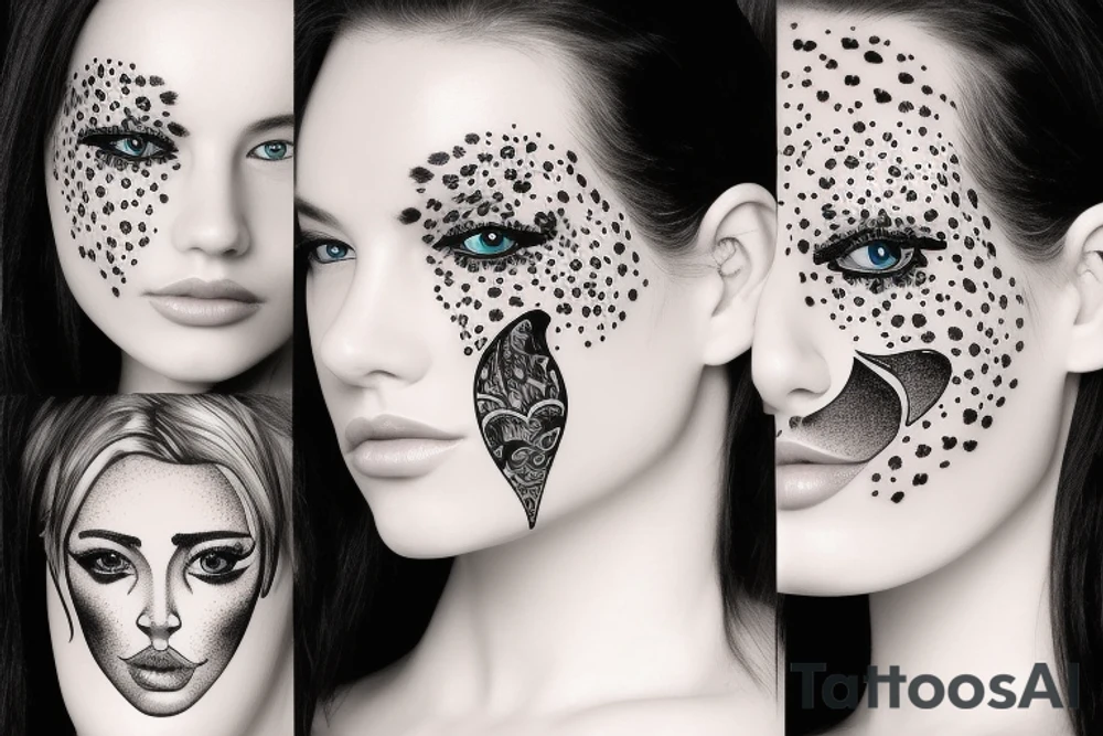 Blinde girl with half dog face tattoo idea