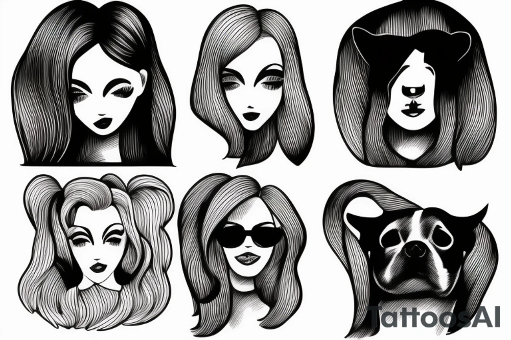 Blonde girl with half dog face tattoo idea