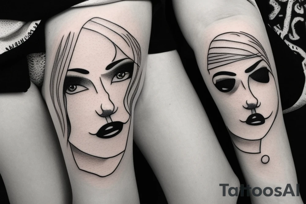 Blonde girl with half dog face tattoo idea