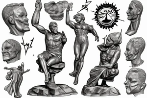 Atlas shrugged statue with sunbeams tattoo idea