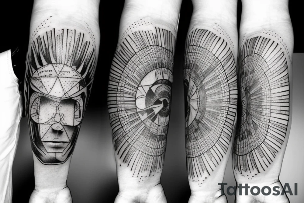 Atlas holding up the world with sun beams shining through tattoo idea
