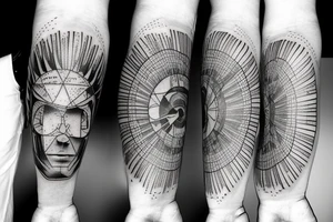 Atlas holding up the world with sun beams shining through tattoo idea