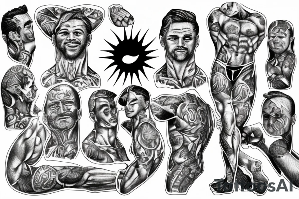 muscular man holding up the world with sun beams shining through tattoo idea
