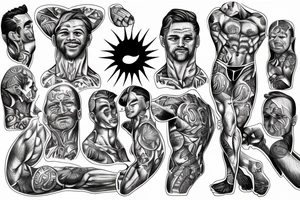 muscular man holding up the world with sun beams shining through tattoo idea