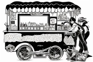food cart being dragged by people with chains tattoo idea