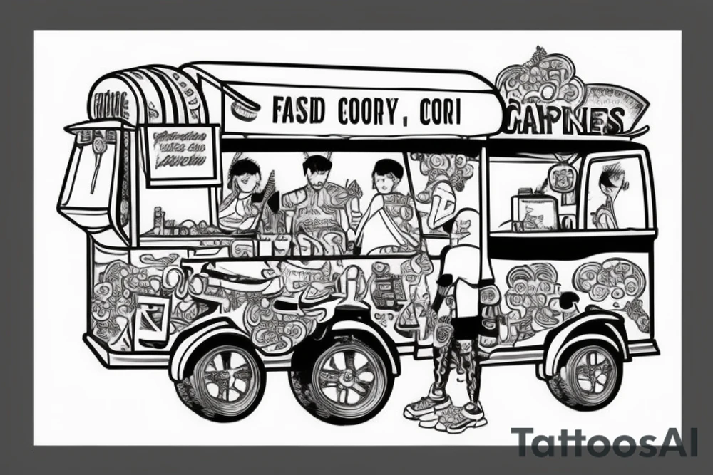 food cart being dragged by people with chains tattoo idea