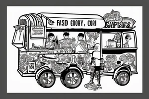 food cart being dragged by people with chains tattoo idea