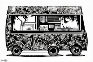 food cart being dragged by shadows with chains tattoo idea