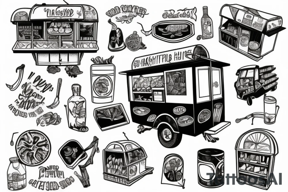 food cart being pushed up a hill tattoo idea