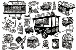 food cart being pushed up a hill tattoo idea