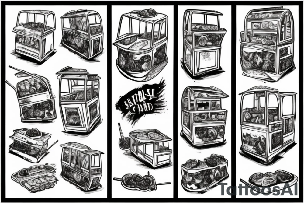 food cart being pushed up a hill tattoo idea