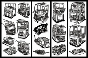 food cart being pushed up a hill tattoo idea