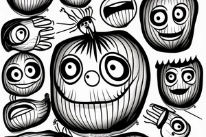 onion man with slits for eyes tattoo idea