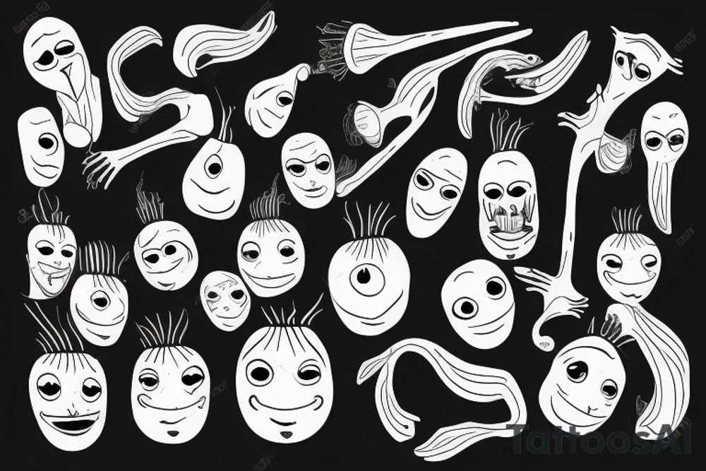 onion salesman with slits for eyes tattoo idea