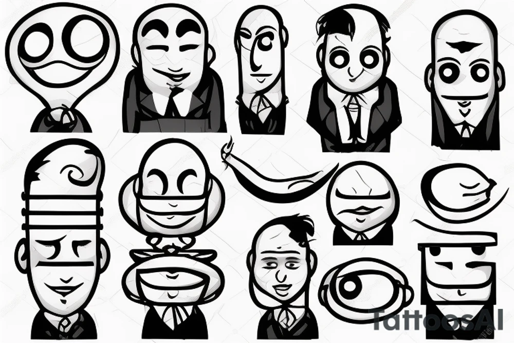 onion salesman with slits for eyes tattoo idea