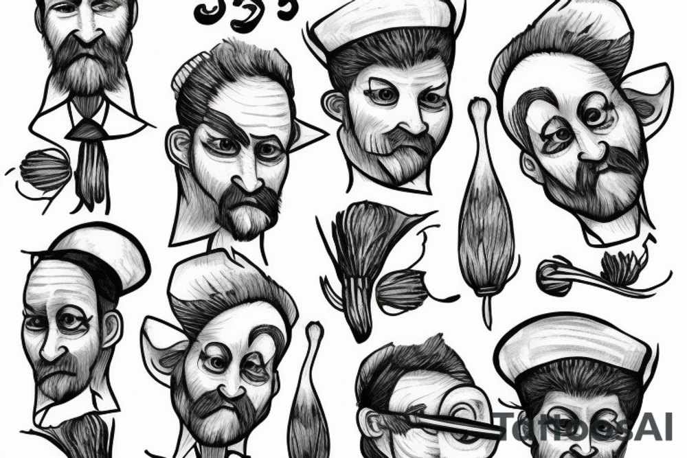 onion salesman with slits for eyes tattoo idea