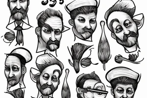 onion salesman with slits for eyes tattoo idea
