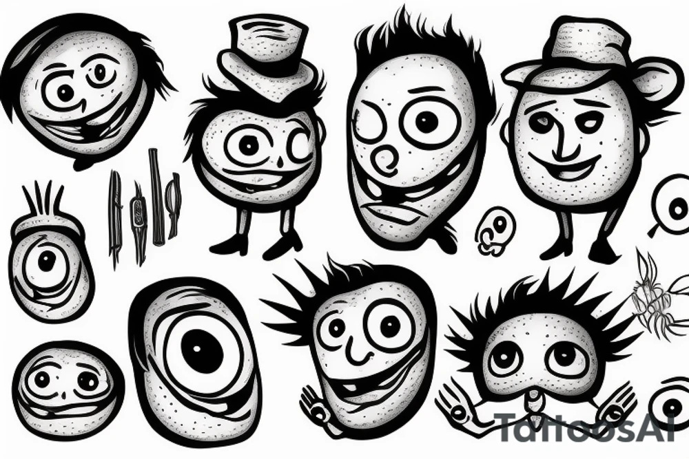 onion salesman with slits for eyes tattoo idea