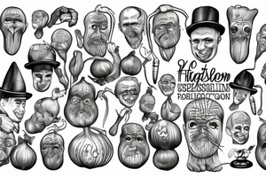 highly detailed 4k onion salesman tattoo idea