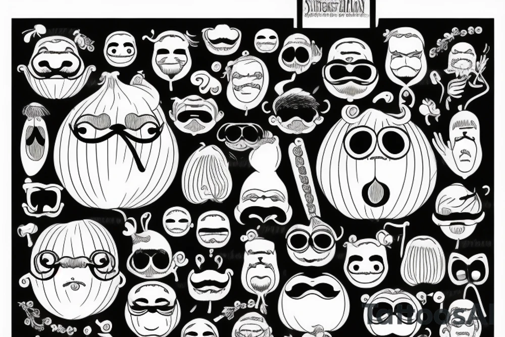 highly detailed 4k onion man with a mustache tattoo idea