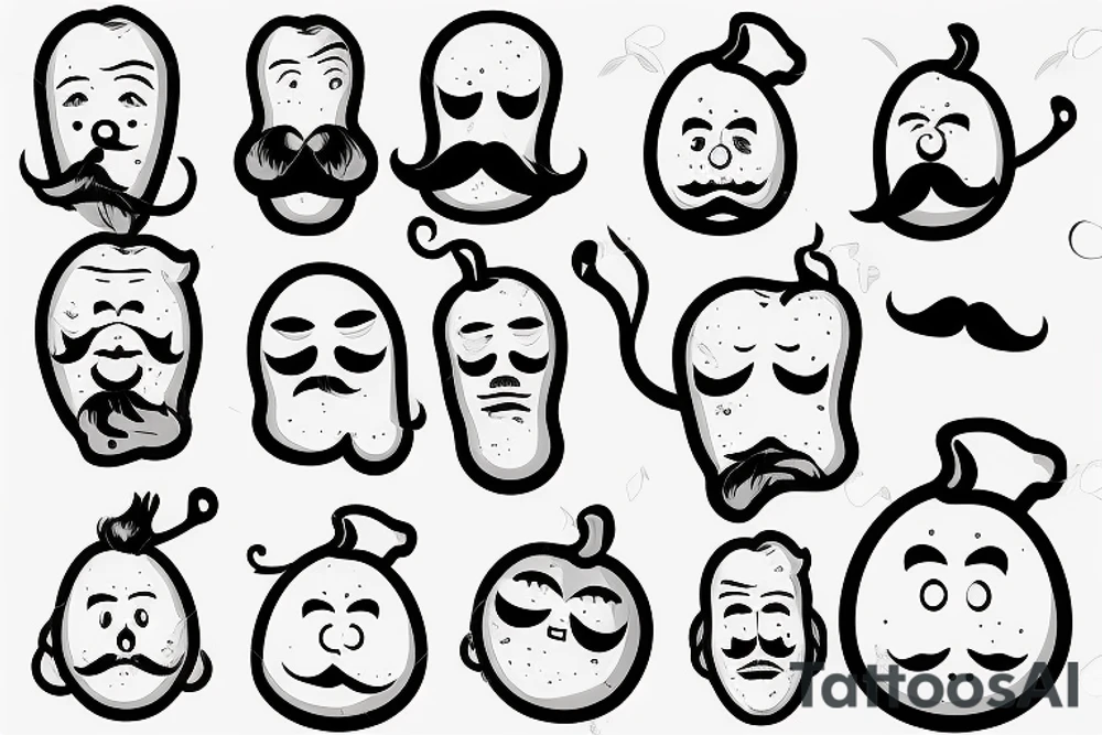 highly detailed 4k onion man with a mustache tattoo idea