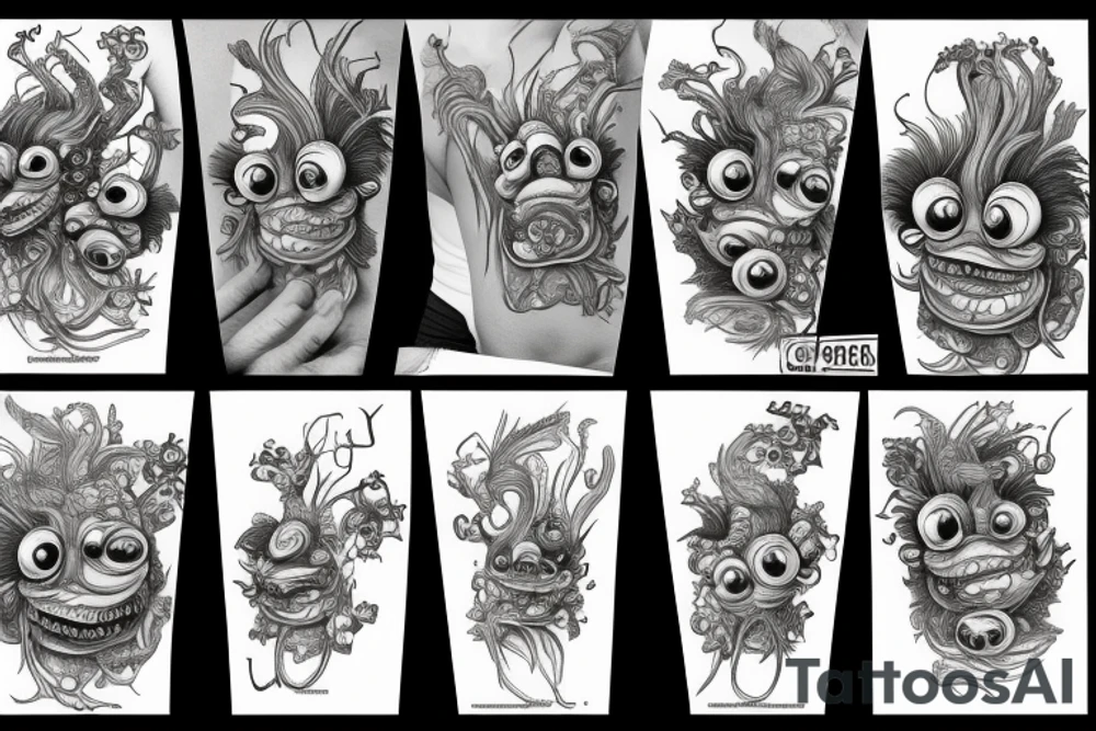 highly detailed 4k onion creature tattoo idea